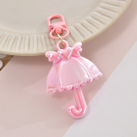 Umbrella Keychain Iridescent Acrylic Heart Wings Candy Color Bag Charm Pendant Decoration Accessories For Women Girls
