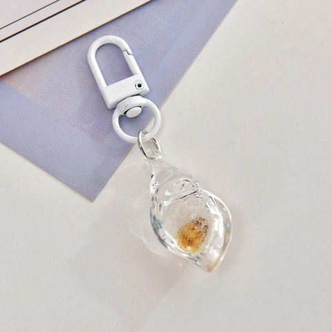 Luminous Conch Shell Keychain Liquid Quicksand Resin Real Seashell Inside Ocean Theme Bag Pendant Decoration For Girls