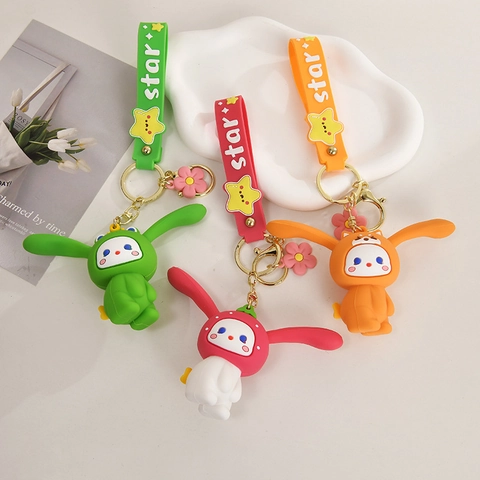 Portachiavi Coniglio Cartone Animato Silicone Giocattolo Antistress Ciondolo Borsa Regalo