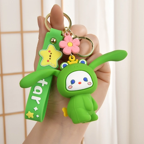 Portachiavi Coniglio Cartone Animato Silicone Giocattolo Antistress Ciondolo Borsa Regalo