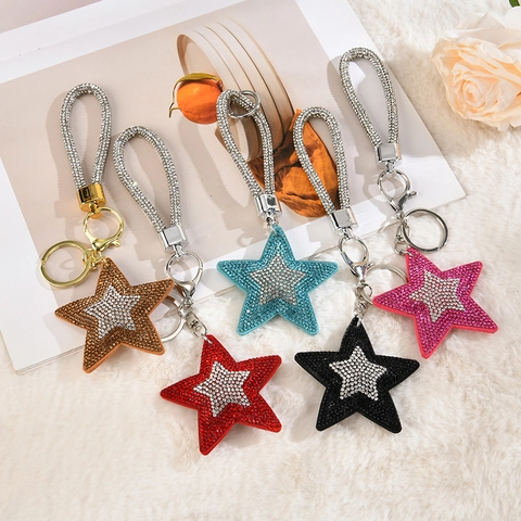 Portachiavi Stella Con Strass Ciondolo Per Borsa Pentagramma Luccicante Con Cinturino Da Polso In Cristallo Pendente In Lega Accessorio Di Moda