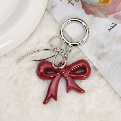 Acryl Strik Sleutelhanger Hars Dubbele Strik Tas Hanger Voor Vrouwen Meisjes Telefoon Accessoires Schattige Mode