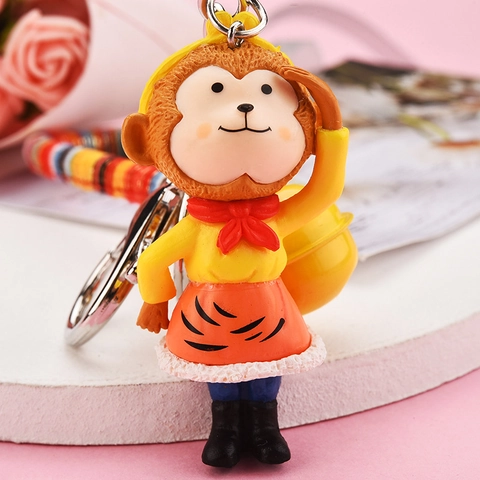 Portachiavi Personaggio Mito Cartone Animato Pendente Resina PVC Con Campanellino E Corda Intrecciata Ornamento Zaino