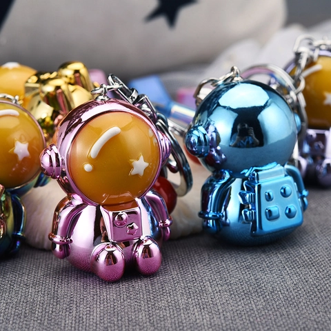 Cute Astronaut Spaceman Keychain With Colorful Laser PVC Strap And Bell Pendant For Backpack Bag Charm