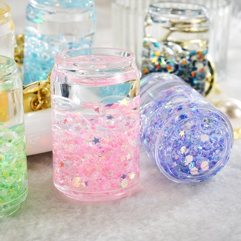 Simpatico Portachiavi Lattina Di Soda Acrilico Liquido Glitter Mobile Stella Bottiglia Pendente Borsa Con Perla Artificial
