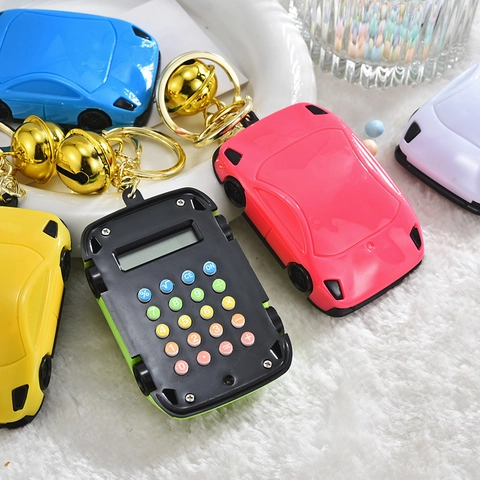 Mini Portachiavi Calcolatrice A Forma Di Auto Sportiva In Plastica Ciondolo Per Borsa Multifunzionale Con Campanello