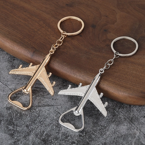 Llavero Abrebotellas con Forma de Avión de Aleación de Zinc Llavero Multifuncional de Metal para Regalo de Recuerdo de Boda