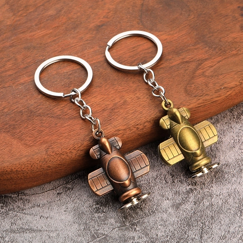 Porte-Clés Modèle Avion À Hélice Vintage Pendentif En Métal Alliage Pour Clé De Voiture Style Industriel Créatif Avion Rétro