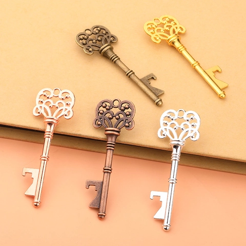 Vintage Skeleton Key Bottle Opener Zinc Alloy Metal Retro Hollow Design For Wedding Party Favors Baptism Gifts Elegant