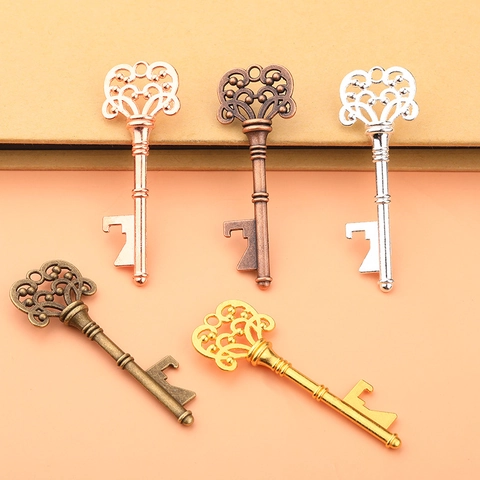 Vintage Skeleton Key Bottle Opener Zinc Alloy Metal Retro Hollow Design For Wedding Party Favors Baptism Gifts Elegant