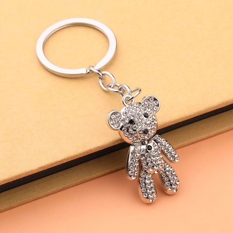 Portachiavi Orso In Lega Di Strass Squisito Ciondolo Orsetto Di Diamanti Lucidi Accessorio Per Borsa