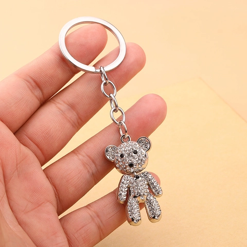 Portachiavi Orso In Lega Di Strass Squisito Ciondolo Orsetto Di Diamanti Lucidi Accessorio Per Borsa
