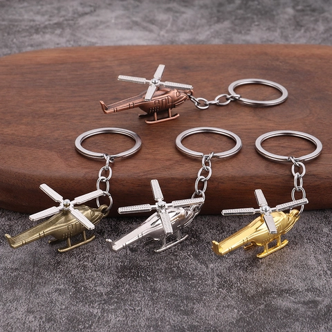 Portachiavi Elicottero Tridimensionale In Lega Di Metallo Ciondolo Aereo Vintage Per Uomo Zaino Per Auto Regalo Creativo