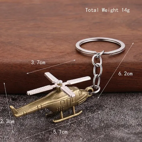 Portachiavi Elicottero Tridimensionale In Lega Di Metallo Ciondolo Aereo Vintage Per Uomo Zaino Per Auto Regalo Creativo