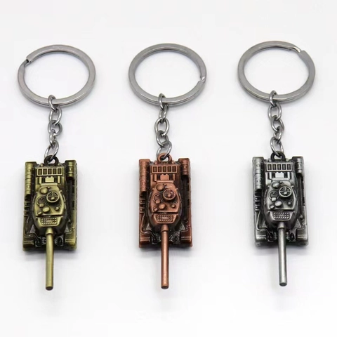 Panzer Schlüsselanhänger Zinklegierung Miniatur Militär Modell Auto Schlüsselring Taschenanhänger Antik Bronze Silber Herren