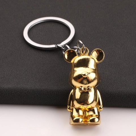Cartoon Bear Keychain Alloy Metal Electroplated Colorful Gradient Pendant Stylish Accessory For Car Keys Backpack Handbag