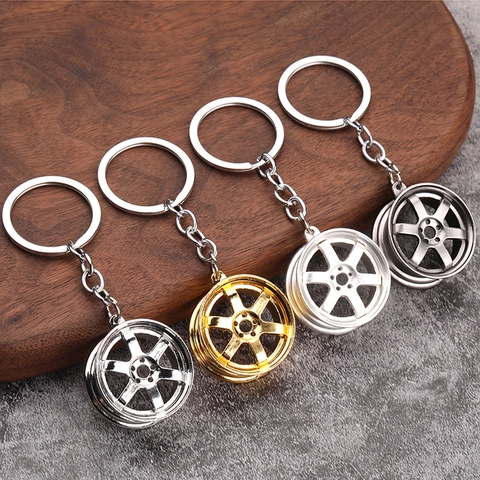 Portachiavi Cerchio Auto Lega Metallo 3D Mini Modello Mozzo Pendente Automobilistico Stile JDM Anello Chiave