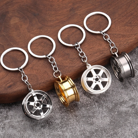 Portachiavi Cerchio Auto Lega Metallo 3D Mini Modello Mozzo Pendente Automobilistico Stile JDM Anello Chiave