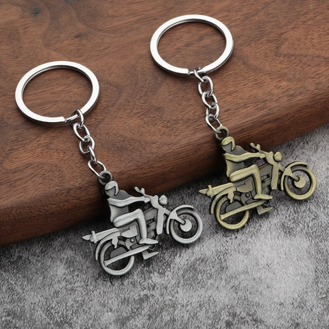 Vintage Metall Motorradfahrer Schlüsselanhänger Antike Bronze Zinn Zinklegierung Motorrad Schlüsselring Für Herren Cooles Biker Geschenk Rucksack Deko