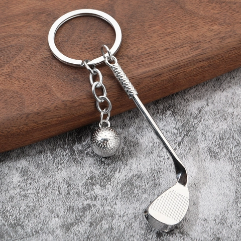 Portachiavi Mazza Da Golf E Pallina Lega Zinco Metallo Tema Sportivo Anello Regalo Creativo Argento