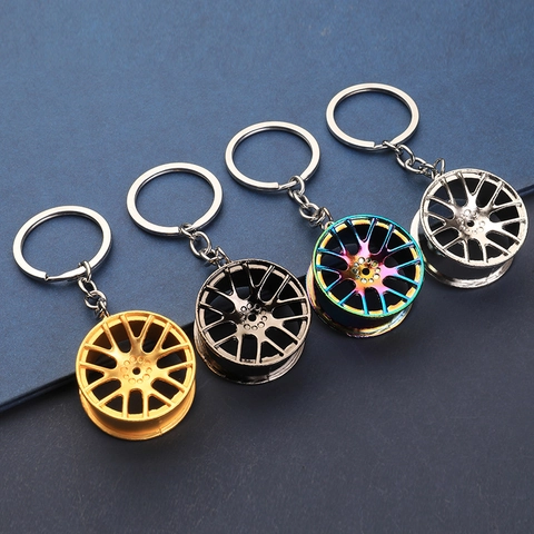 Kreativer Auto Radnabe Schlüsselanhänger Zinklegierung Miniatur Metall Felge Schlüsselring Für Herren Fahrzeug Modifikation Zubehör Auto Fan Geschenk