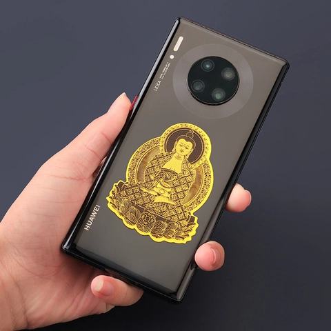 Adesivo Per Cellulare Buddista Guardiano Dello Zodiaco Oro Metallico Rilievo 3D Amuleto Religioso Decorativo