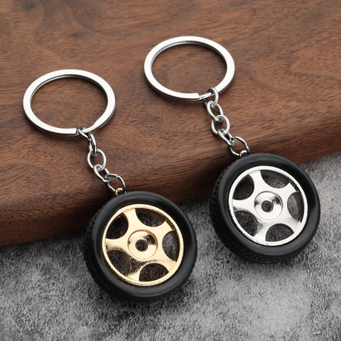 Portachiavi Pneumatico Cerchione Auto Lega Zinco Gomma Mozzo Realistico Accessorio Modifica Regalo Per Appassionati Auto