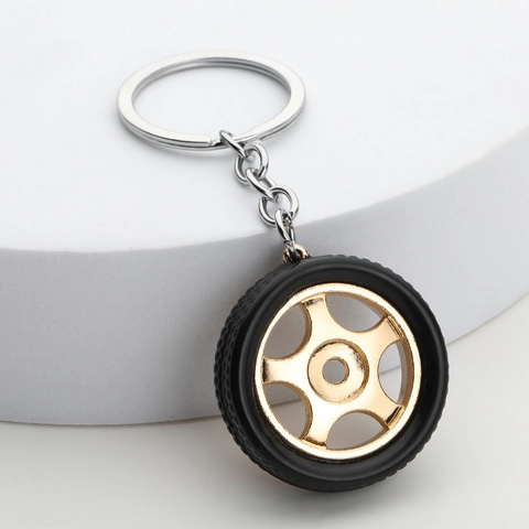 Portachiavi Pneumatico Cerchione Auto Lega Zinco Gomma Mozzo Realistico Accessorio Modifica Regalo Per Appassionati Auto