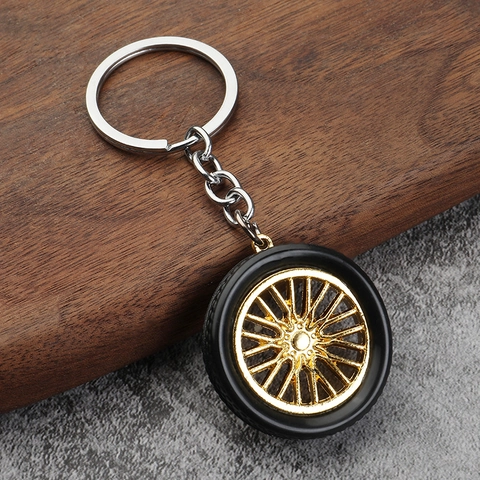Auto Reifen Felge Schlüsselanhänger Zinklegierung Gummi Miniatur 3D Sportlich Tasche Anhänger Geschenk