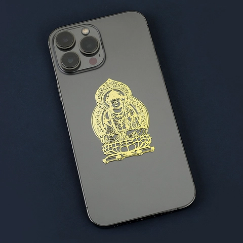 Adesivo In Metallo Buddha Protettore Zodiaco Buddista Oro Cavo Portafortuna Religioso Decorazione Cellulare Gadget