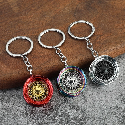 Car Wheel Rim Keychain Simulation Zinc Alloy Hub Model Pendant Automotive Accessory Creative Gift For Men Car Lovers