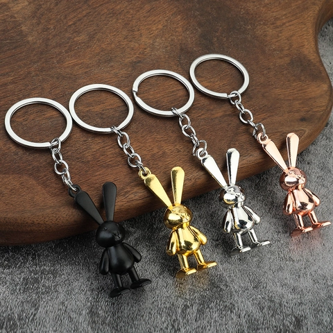 Portachiavi Coniglio Carino Ciondolo Metallo Lega Zinco Per Chiavi Auto Decorazione Borsa Orecchie Lunghe Accessorio Animale