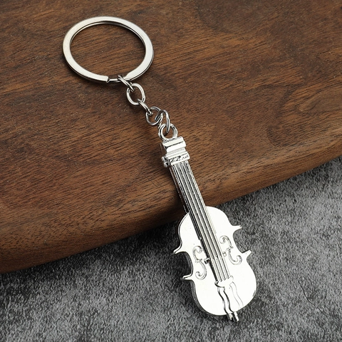 Portachiavi A Forma Di Strumento Musicale Violino Chitarra Lega Di Zinco Pendente Musica Miniatura Per Souvenir Regalo