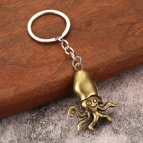 Portachiavi Polpo Retro Lega Di Zinco Metallo Calamaro Ciondolo Borsa Decorazione Vintage Stile Animale Marino