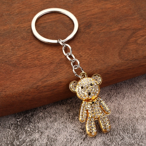 Portachiavi Orso Con Strass Lega Di Zinco Pendente In Cristallo Scintillante Per Borsa Auto Accessorio Di Lusso