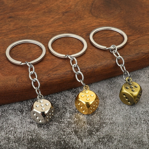 Vintage Zinklegierung Würfel Schlüsselanhänger Glücksspiel Charm Metall Auto Schlüsselring Für Männer Und Frauen Geschenk