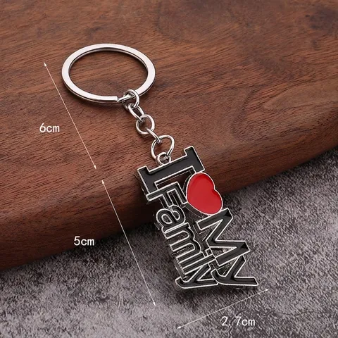 Porte-clés I Heart MOM PAPA DAD Femme Famille Alliage De Zinc Émail Lettre Pendentif Anneau De Clé Cadeau De Famille Fête Des Pères Mères