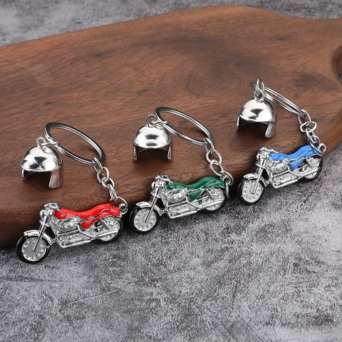 Portachiavi Moto Creativo In Metallo Con Ciondolo Casco Modello Di Moto Rétro In Lega Di Zinco Regalo