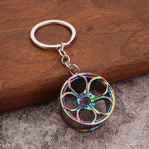 Car Wheel Hub Keychain Zinc Alloy Metal Five Spoke Rim Pendant Keyring For Auto Enthusiasts Creative Gift