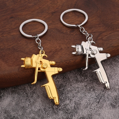 Mini Spray Gun Keychain Metal Zinc Alloy Simulation Paint Gun Tool Pendant Creative Industrial Model Bag Charm For Men
