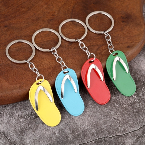 Mini Flip Flop Keychain Zinc Alloy Creative Slipper Pendant For Bag Hanging Summer Beach Style Novelty Keyring