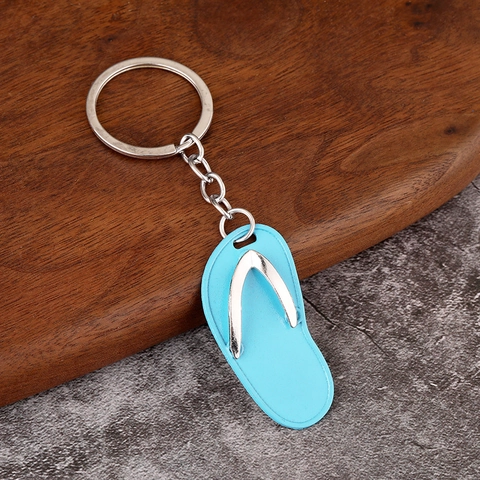 Mini Flip Flop Keychain Zinc Alloy Creative Slipper Pendant For Bag Hanging Summer Beach Style Novelty Keyring
