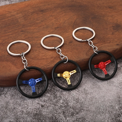 Auto Lenkrad Schlüsselanhänger Zinklegierung Rennsport Stil Mini Modell Schlüsselring Automobil Zubehör Geschenk
