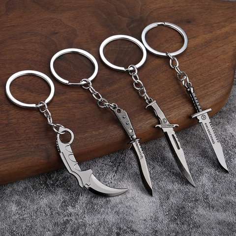 Miniature Tactical Knife Model Keychain Zinc Alloy Electroplated Rainbow Color Weapon Pendant For Cool Men Boys