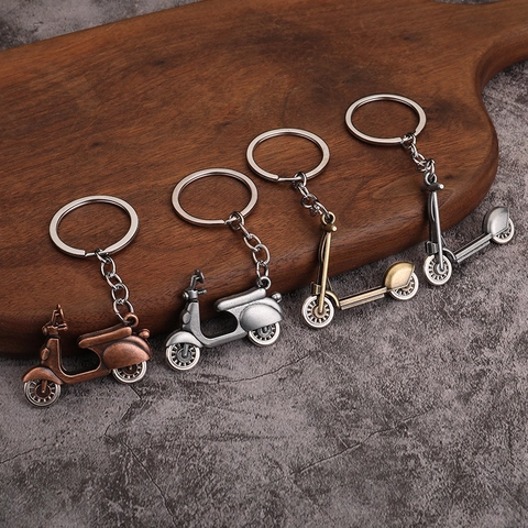 Vintage Scooter Keychain Metal Zinc Alloy Retro Motorcycle Pendant Key Ring Motorbike Lovers Gift Industrial Style