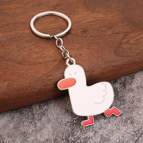 Creative Cartoon Duck Seagull Metal Keychain Cute Zinc Alloy Enamel Animal Bag Pendant Key Ring Decorative Gift For Women