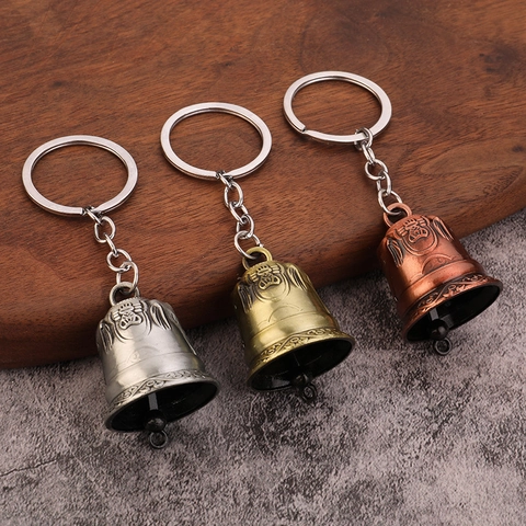 Portachiavi A Campanella Vintage Lega Di Zinco Metallo Antico Motivo A Rilievo Anello Chiave Pendente Retro Fascino Borsa