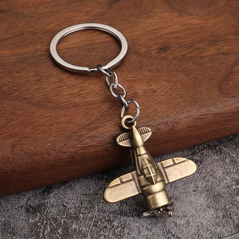 Retro Flugzeug Schlüsselanhänger Zinklegierung Vintage Flugzeug Satelliten Modell Anhänger Tasche Charm Geschenk