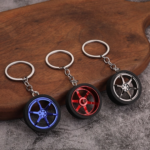 Portachiavi Cerchione Auto Pneumatico Disco Freno Modificato Lega Di Zinco Gomma Accessorio Automobilistico Regalo