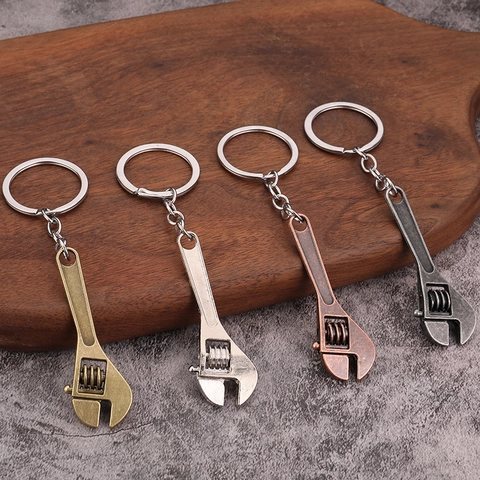 Mini Wrench Spanner Keychain Creative Metal Simulation Tool Pendant Retro Industrial Style Key Ring Gift